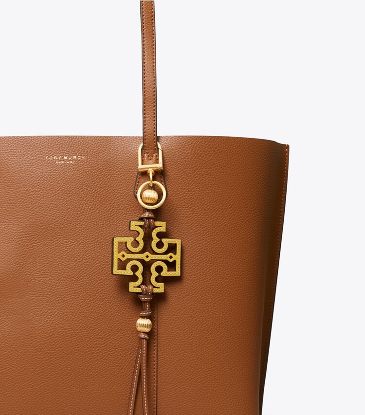 Tory Burch designer bag charms & key rings Leather Kira Tassel Key Ring in Golden Sunset / NATURAL VACHETTA detail