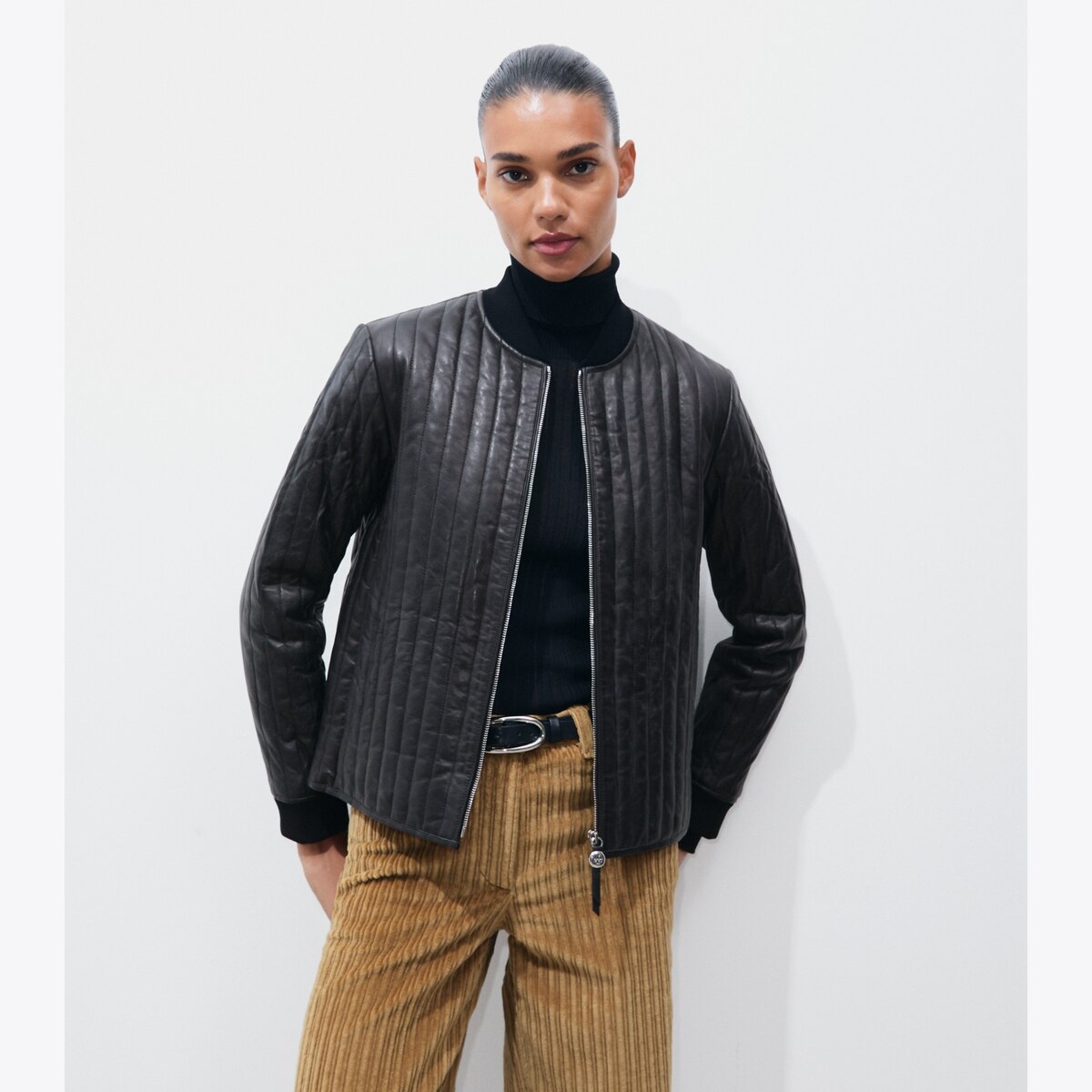 LEATHER QUILTED JACKET - thumbnail 2