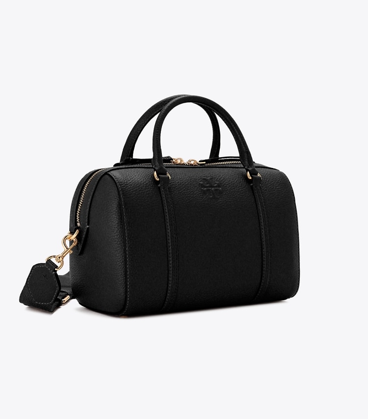 Tory Burch designer satchels Leather Satchel in Black angle