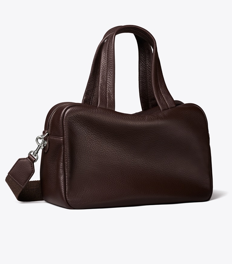 Tory Burch designer satchels Leather Satchel in Cocoa angle