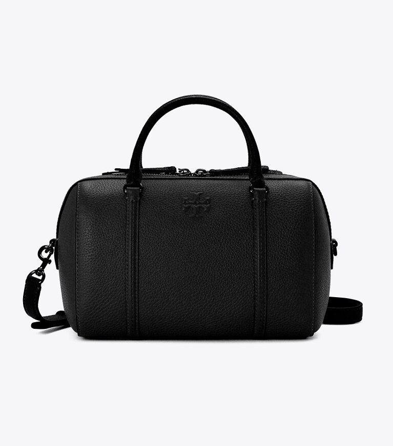 Tory Burch designer satchels Leather Satchel in Black angle