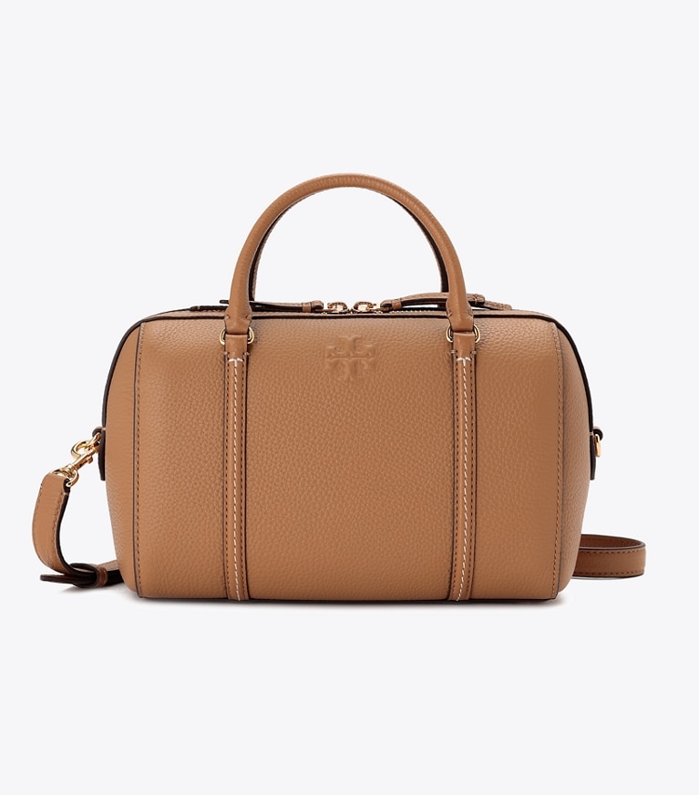 Tory Burch designer satchels Leather Satchel in Tiramisu angle