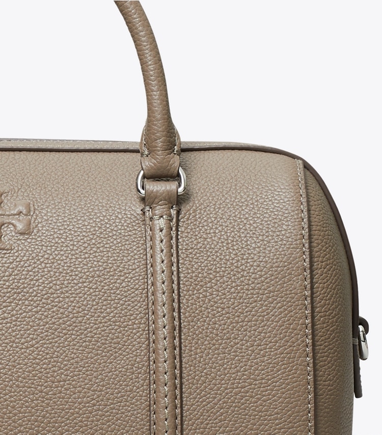 Tory Burch designer satchels Leather Satchel in Wild Mushroom detail