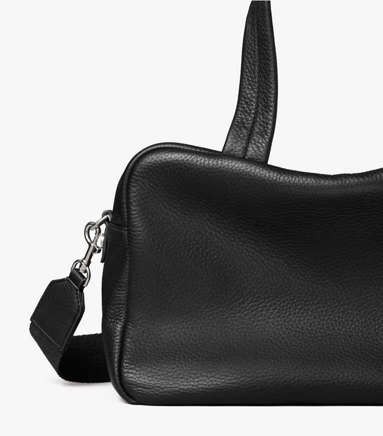 Tory Burch designer satchels Leather Satchel in Black angle