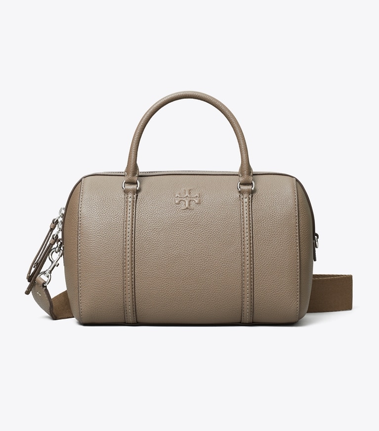 Tory Burch designer satchels Leather Satchel in Wild Mushroom front