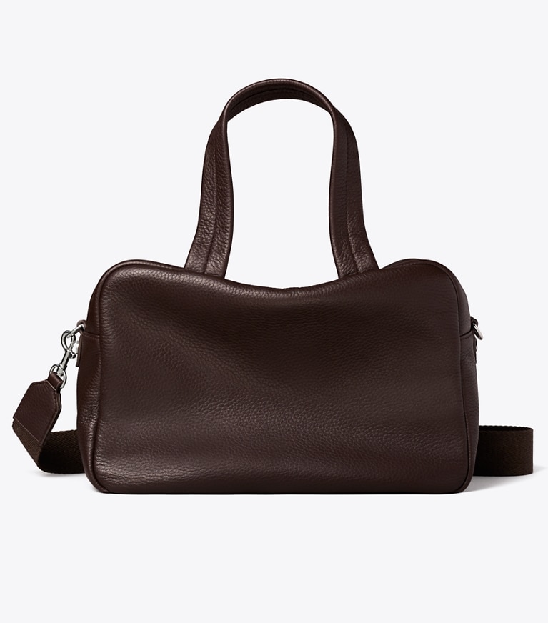 Tory Burch designer satchels Leather Satchel in Cocoa angle