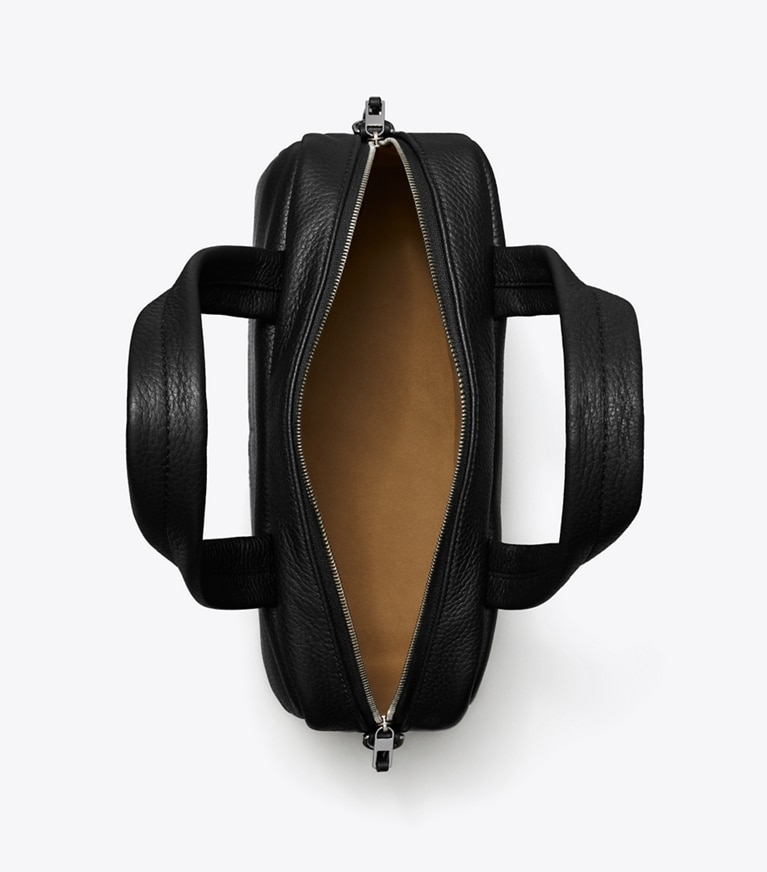 Tory Burch designer satchels Leather Satchel in Black angle