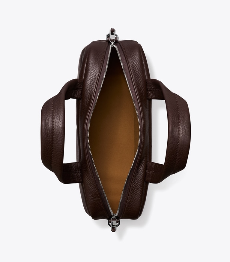 Tory Burch designer satchels Leather Satchel in Cocoa angle