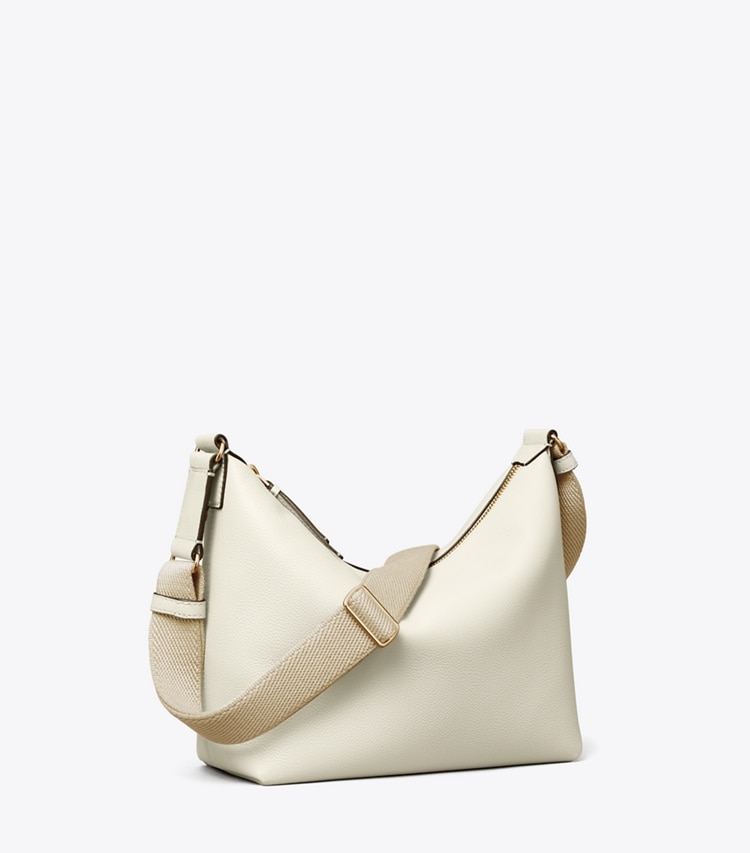 Tory Burch designer crossbody bags Leather Slouchy Crossbody in New Ivory angle