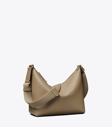 Tory Burch designer crossbody bags Leather Slouchy Crossbody in Wild Mushroom angle