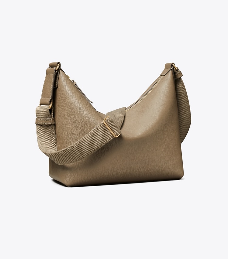 Tory Burch designer crossbody bags Leather Slouchy Crossbody in Wild Mushroom angle