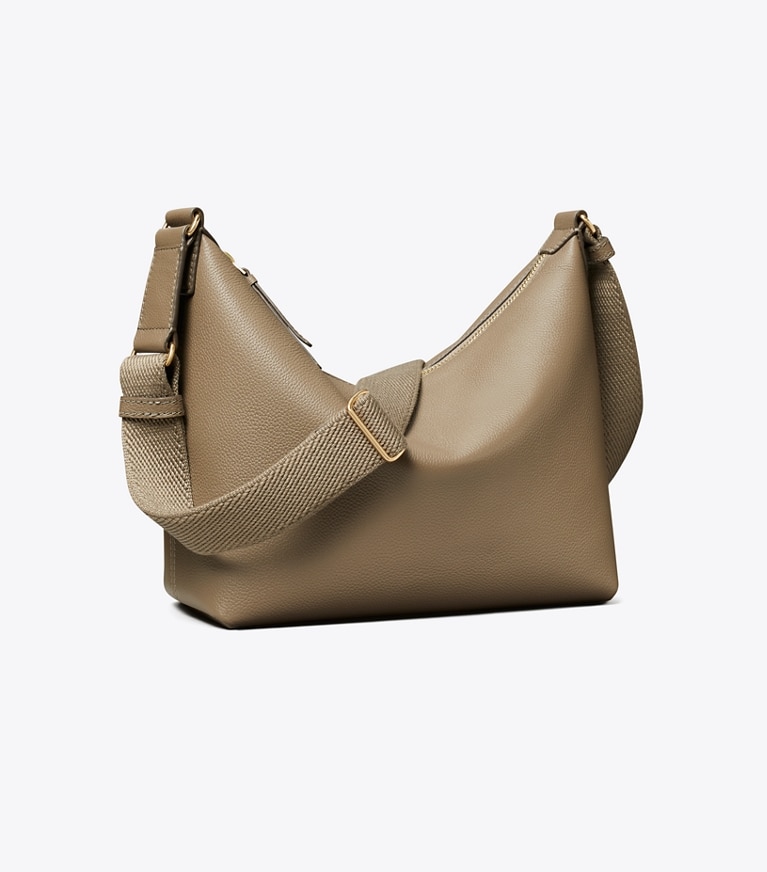 Tory Burch designer crossbody bags Leather Slouchy Crossbody in Wild Mushroom angle