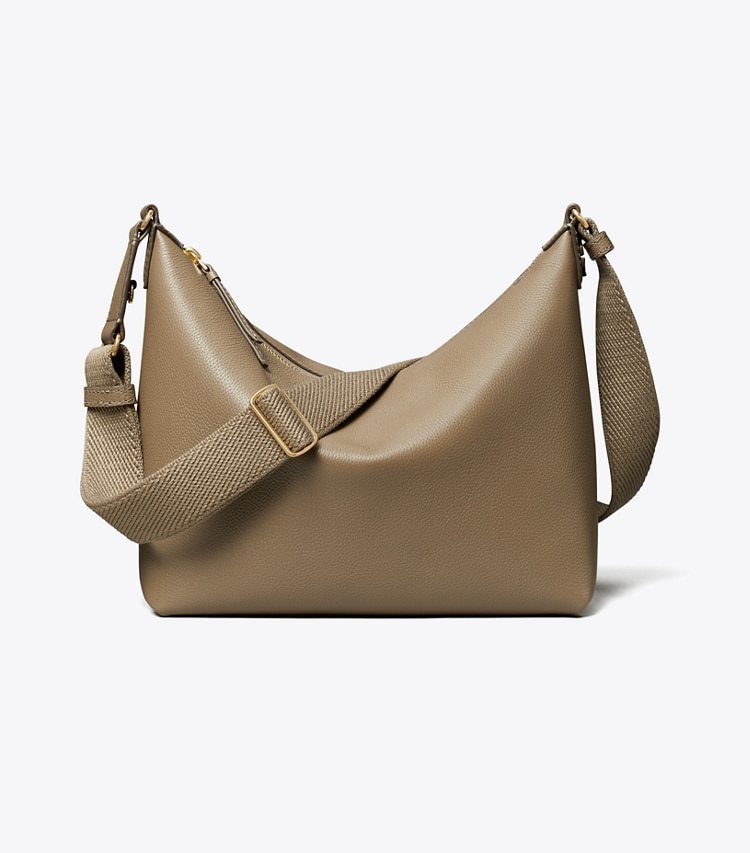 Tory Burch designer crossbody bags Leather Slouchy Crossbody in Wild Mushroom front