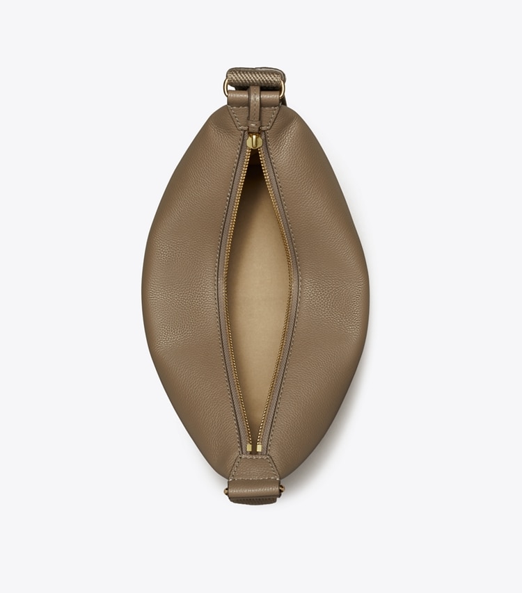 Tory Burch designer crossbody bags Leather Slouchy Crossbody in Wild Mushroom overhead
