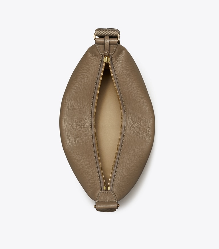 Tory Burch designer crossbody bags Leather Slouchy Crossbody in Wild Mushroom overhead