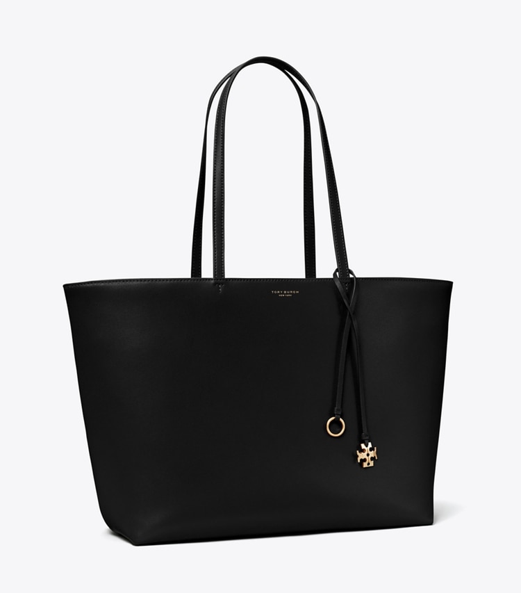 Tory Burch designer トートバッグ レザー トップジップ トートバッグ in Black angle