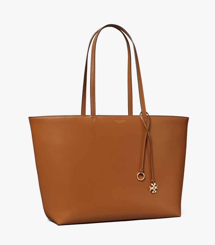 Tory Burch designer tote bags Leather Top Zip Tote in Maple Syrup angle