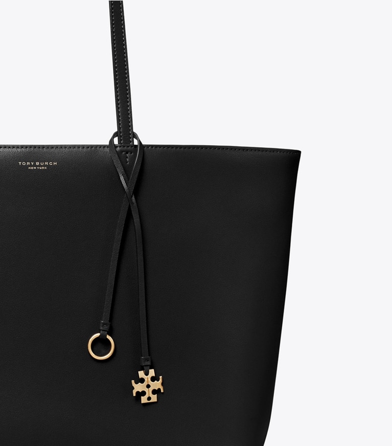 Tory Burch designer トートバッグ レザー トップジップ トートバッグ in Black ディテール