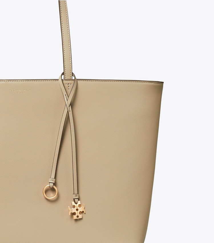 Tory Burch designer tote bags Leather Top Zip Tote in Soft Cement detail