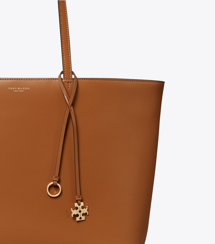 Tory Burch designer tote bags Leather Top Zip Tote in Maple Syrup detail