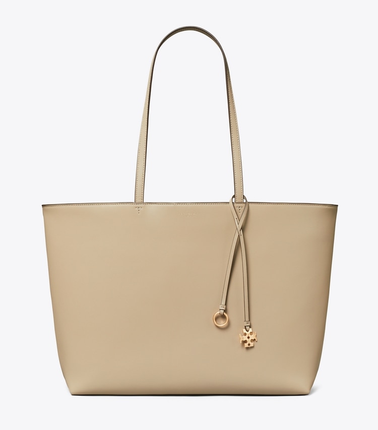 Tory Burch designer tote bags Leather Top Zip Tote in Soft Cement front