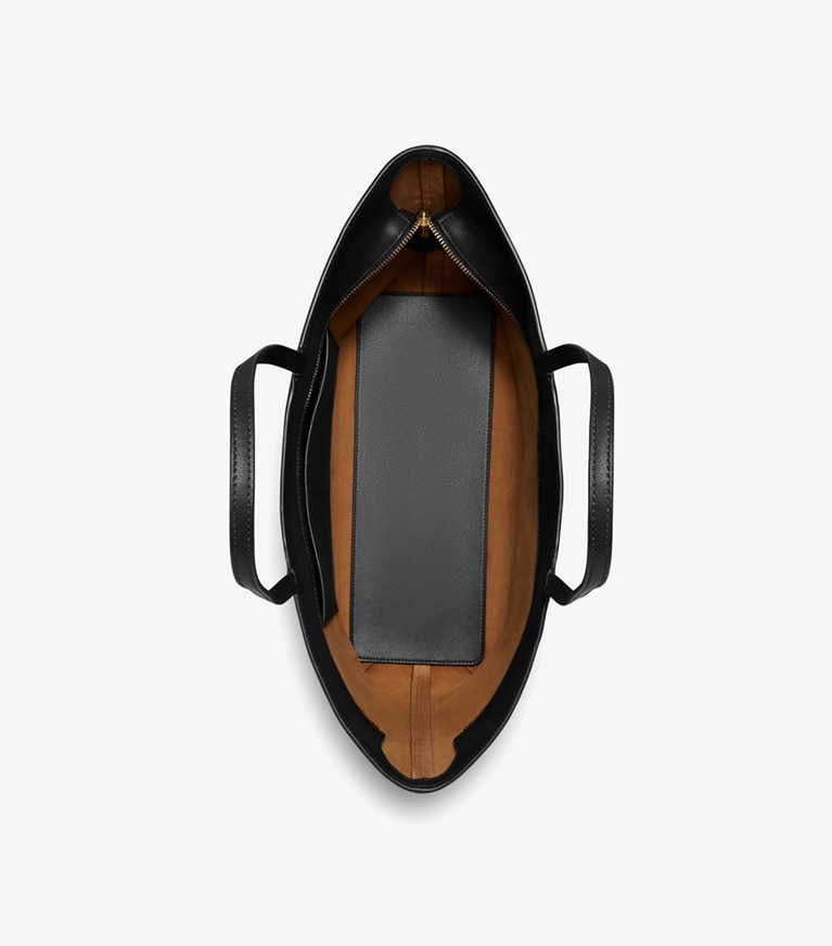 Tory Burch designer トートバッグ レザー トップジップ トートバッグ in Black オーバーヘッド