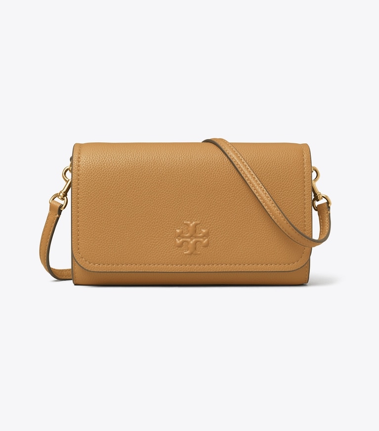 Tory Burch designer crossbody bags Leather Wallet Crossbody in Tiramisu front