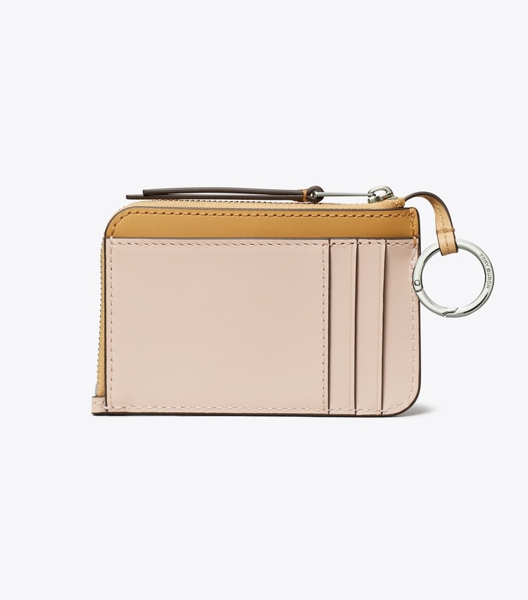 Tory Burch designer card cases Leather Zip Card Case in Soft Pink Multi back