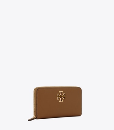 Tory Burch designer 財布 レザー ジップ コンチネンタル ウォレット in Moose angle