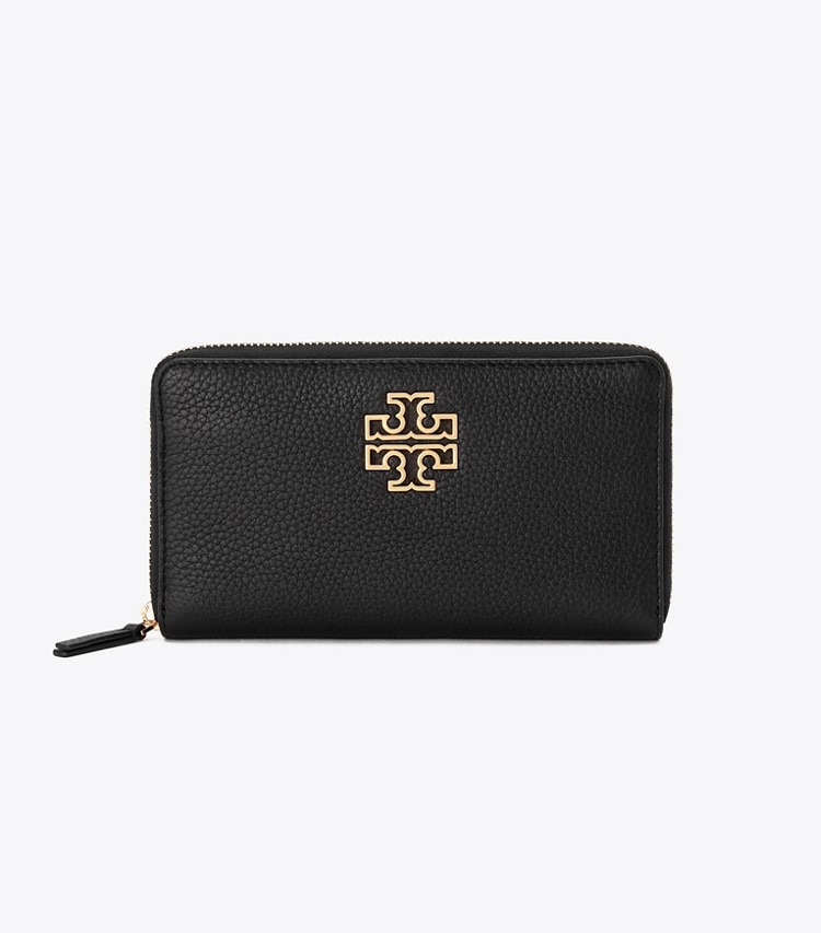 Tory Burch designer 財布 レザー ジップ コンチネンタル ウォレット in Black front