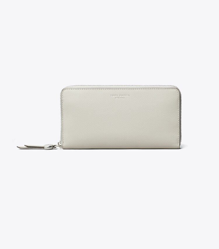 Tory Burch designer 財布 ロミー ジップ コンチネンタル ウォレット in Dove Gray front