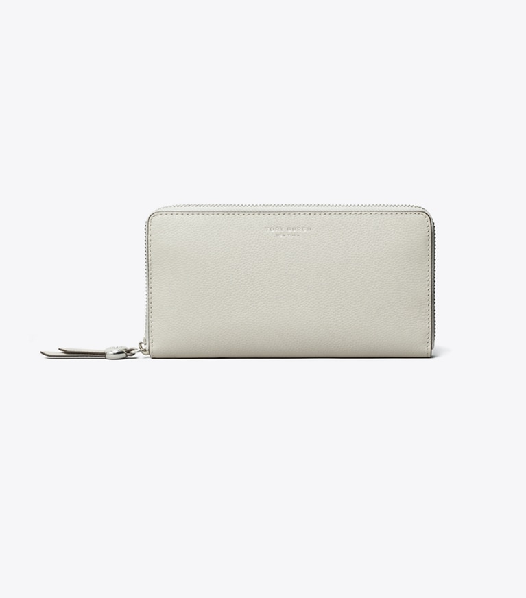 Tory Burch designer 財布 ロミー ジップ コンチネンタル ウォレット in Dove Gray front