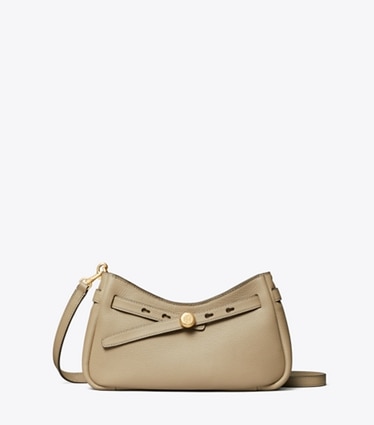 Tory Burch designer crossbody bags Leather Zip Top Crossbody in Soft Cement front