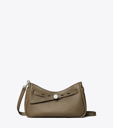 Tory Burch designer crossbody bags Leather Zip Top Crossbody in Wild Mushroom front