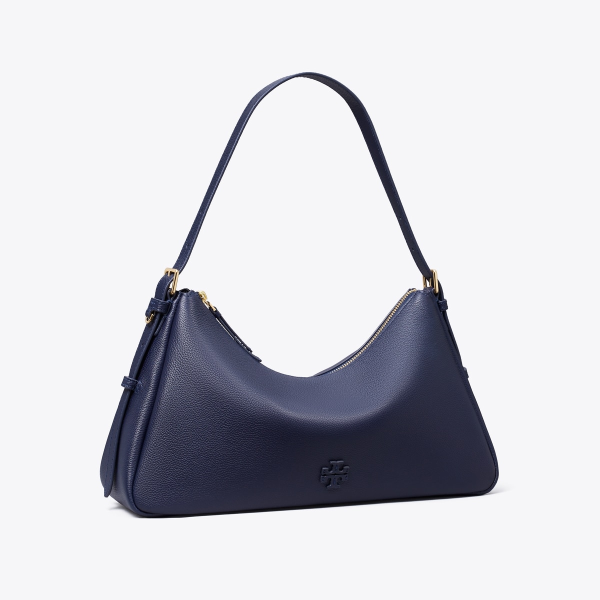 Tory Burch ネイビー レザー ショルダーバッグ Leather Zip Top Shoulder Bag: Women's Designer Shoulder Bags