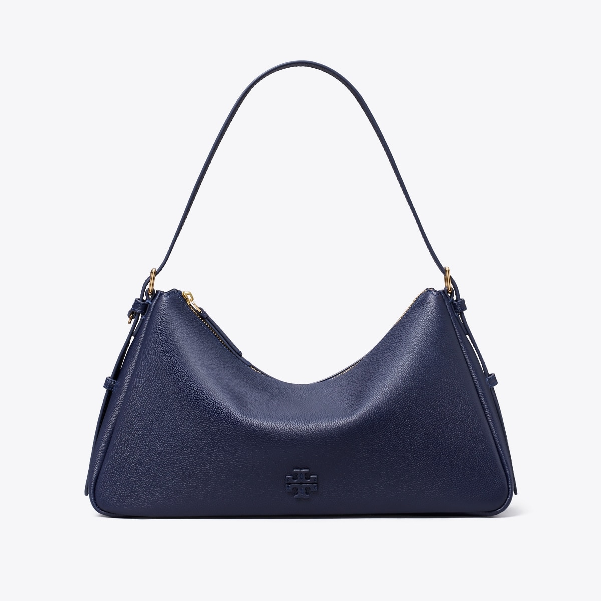 Tory Burch ネイビー レザー ショルダーバッグ Leather Zip Top Shoulder Bag: Women's Designer Shoulder Bags