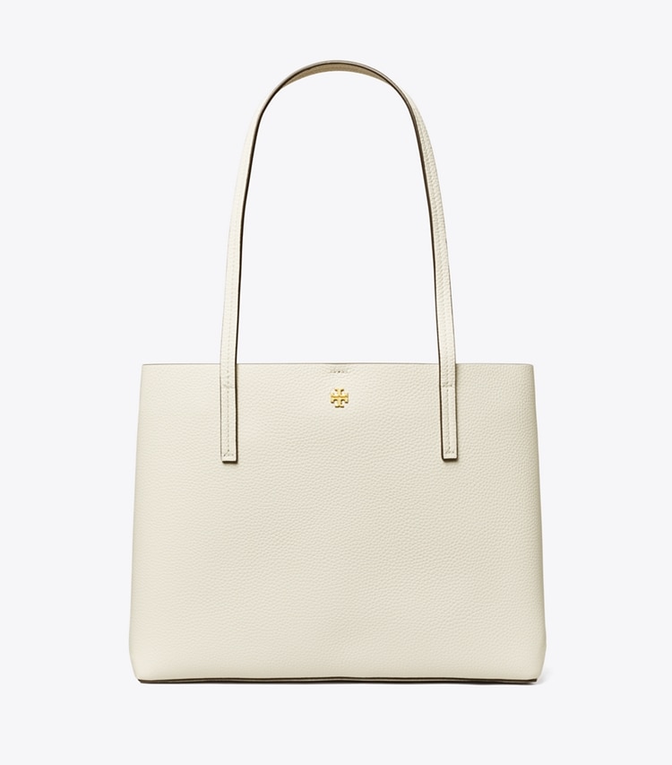 Tory Burch designer tote bags Leather Zip Tote in NEW IVORY / Devon Sand front
