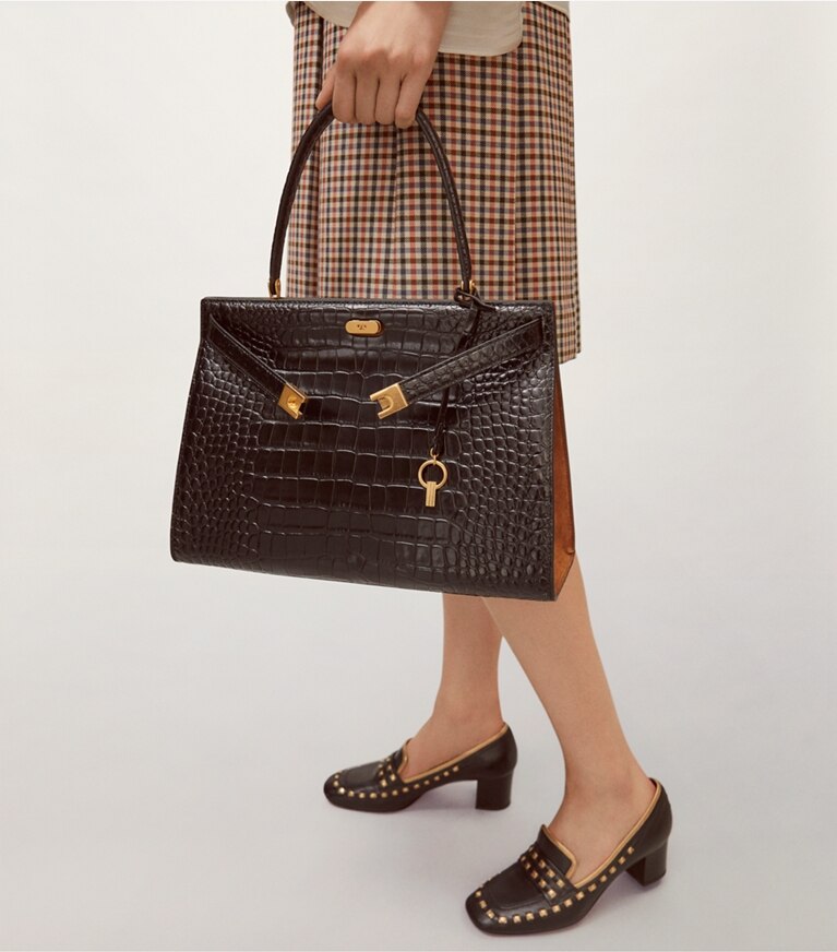 Tory Burch designer satchels Lee Radziwill Bag in Black angle