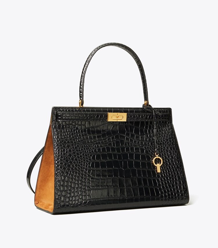 Tory Burch designer satchels Lee Radziwill Bag in Black angle