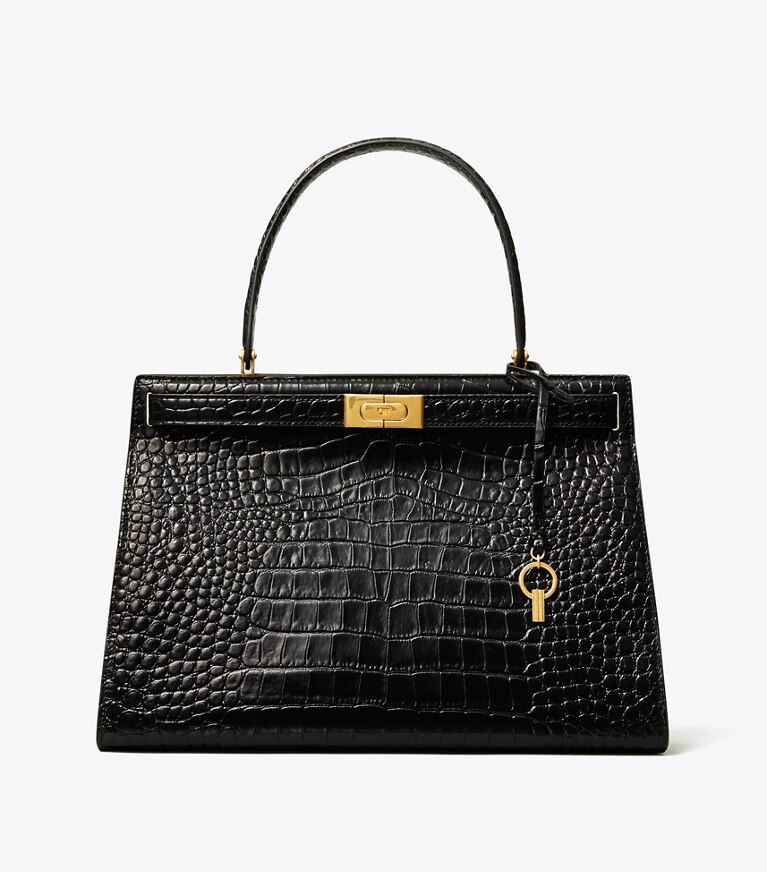 Tory Burch designer satchels Lee Radziwill Bag in Black angle