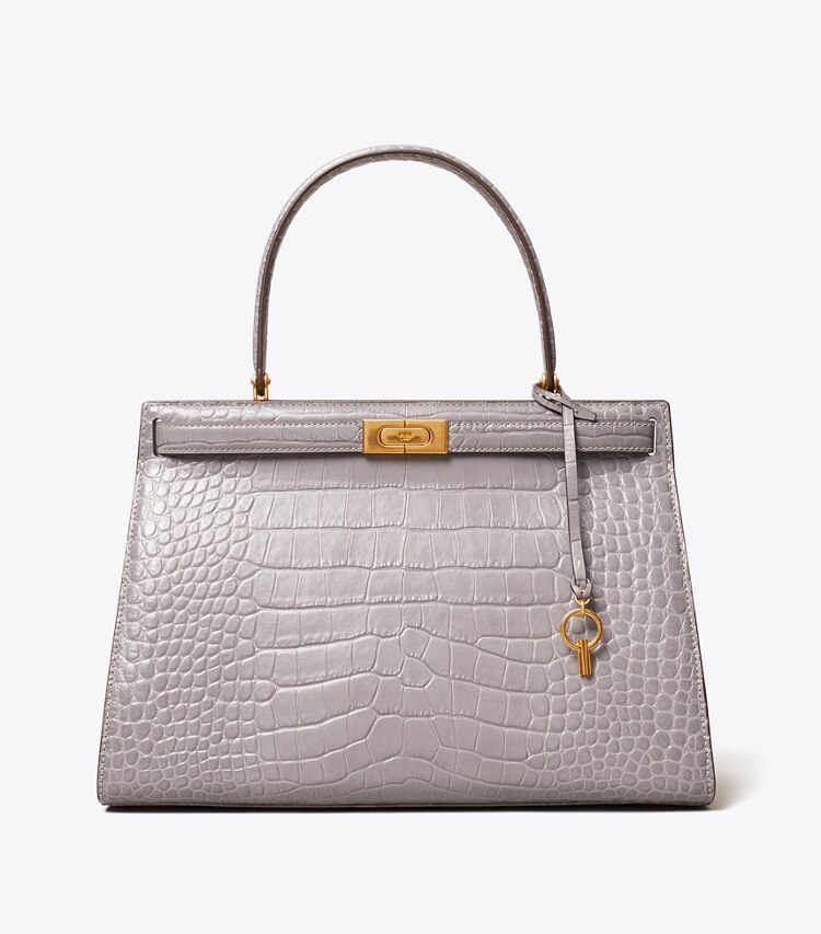 Tory Burch designer satchels Lee Radziwill Bag in Zinc front