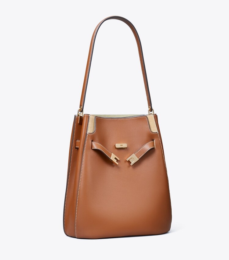 Tory Burch designer schultertaschen Lee Radziwill Beuteltasche in Aged Tan angle