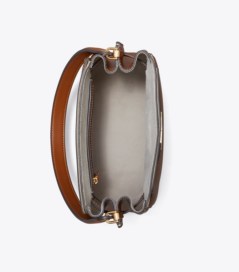 Tory Burch designer schultertaschen Lee Radziwill Beuteltasche in Aged Tan von oben