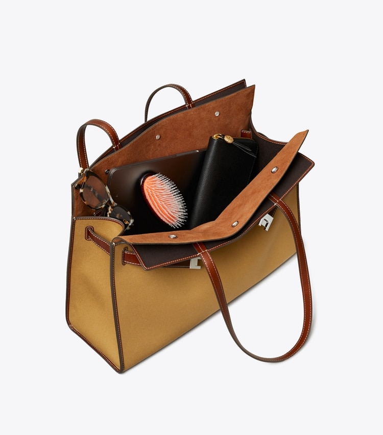 Tory Burch designer satchels Lee Radziwill Canvas Tote in Khaki additional