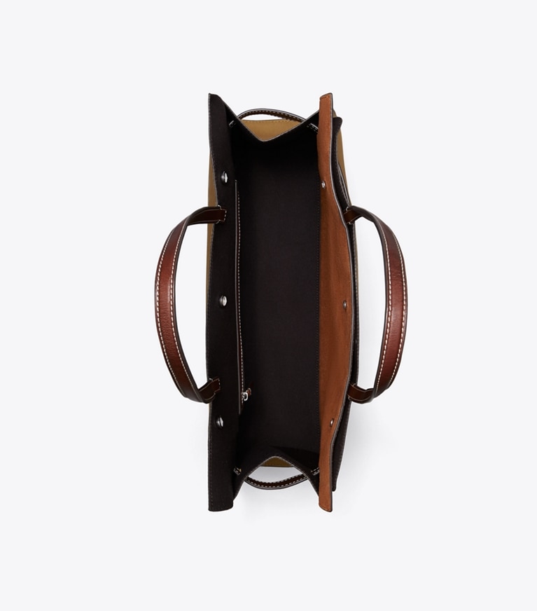 Tory Burch designer satchels Lee Radziwill Canvas Tote in Khaki overhead