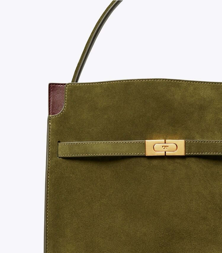 Tory Burch designer satchels Lee Radziwill Double Bag in Leccio detail