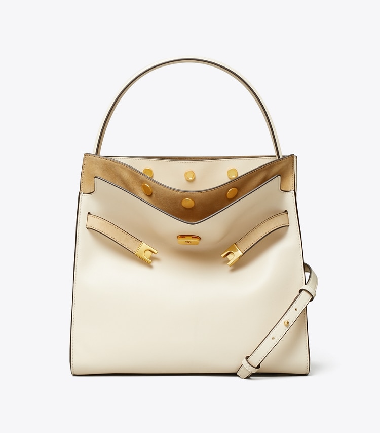 Tory Burch designer サッチェルバッグ リー ラジウィル ダブルバッグ in New Cream front