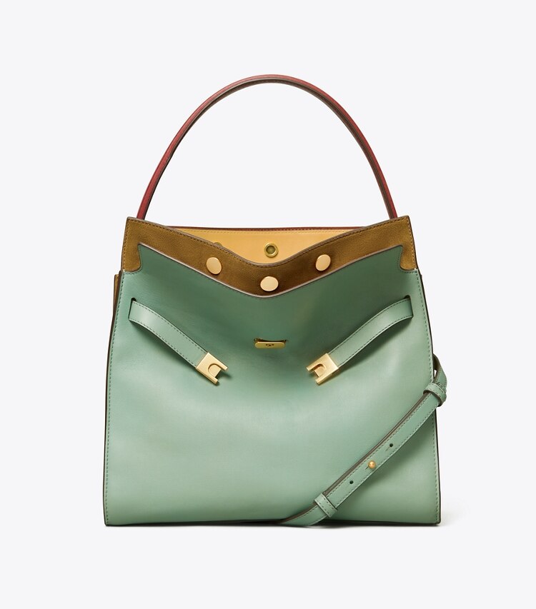 Tory Burch designer satchels Lee Radziwill Double Bag in RIVULET front