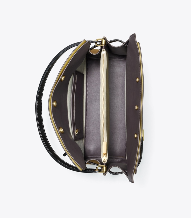 Tory Burch designer satchels Lee Radziwill Double Bag in Sand Drift angle