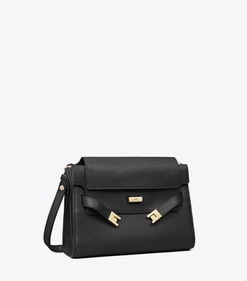 ショルダーバッグ・ポシェット Tory Burch FW25 LEE RADZIWILL (169241 001) Large Lee Radziwill Suede Shoulder Bag: Women's Designer